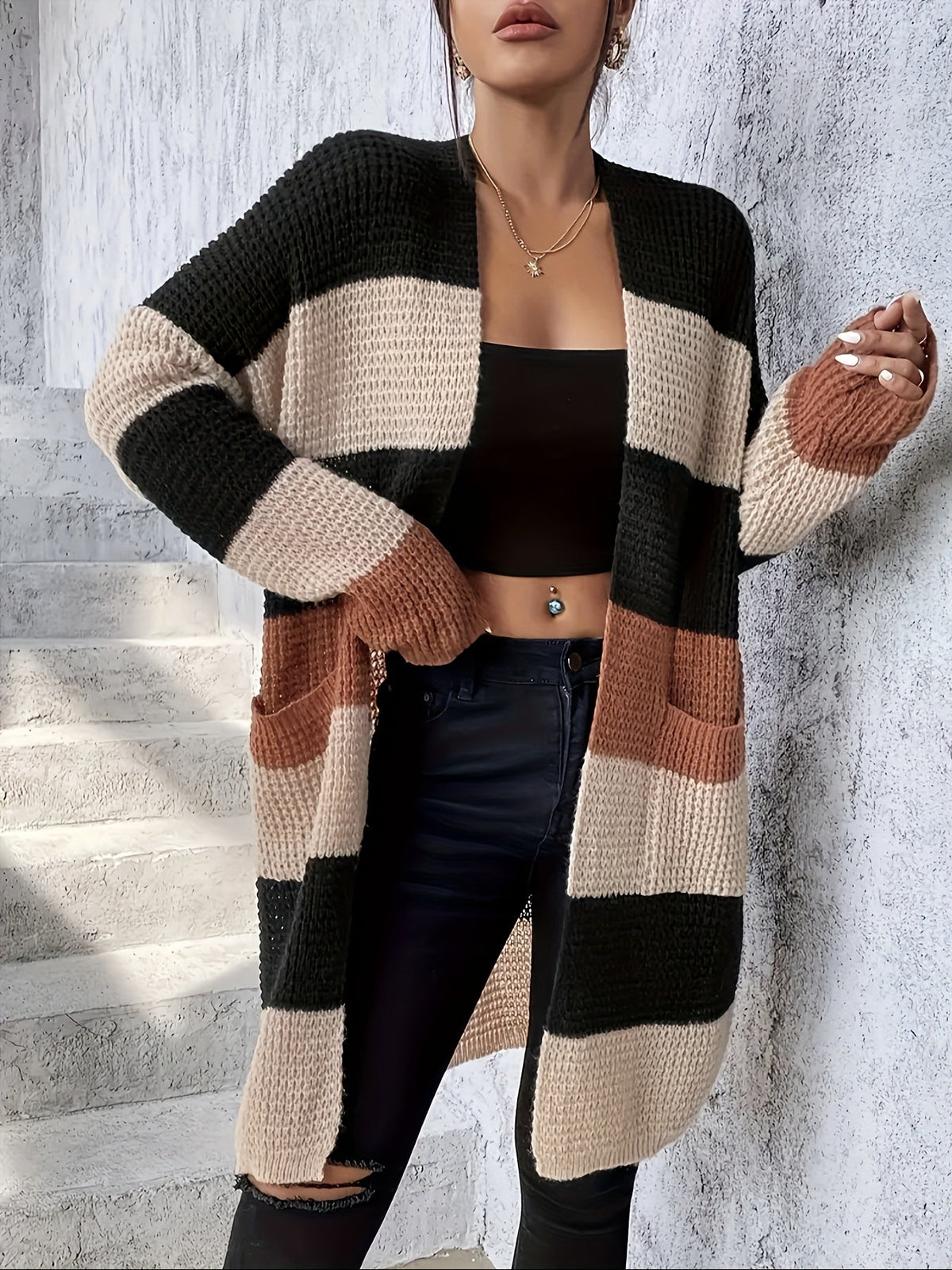 Runea | Colour-Block Longline Cardigan
