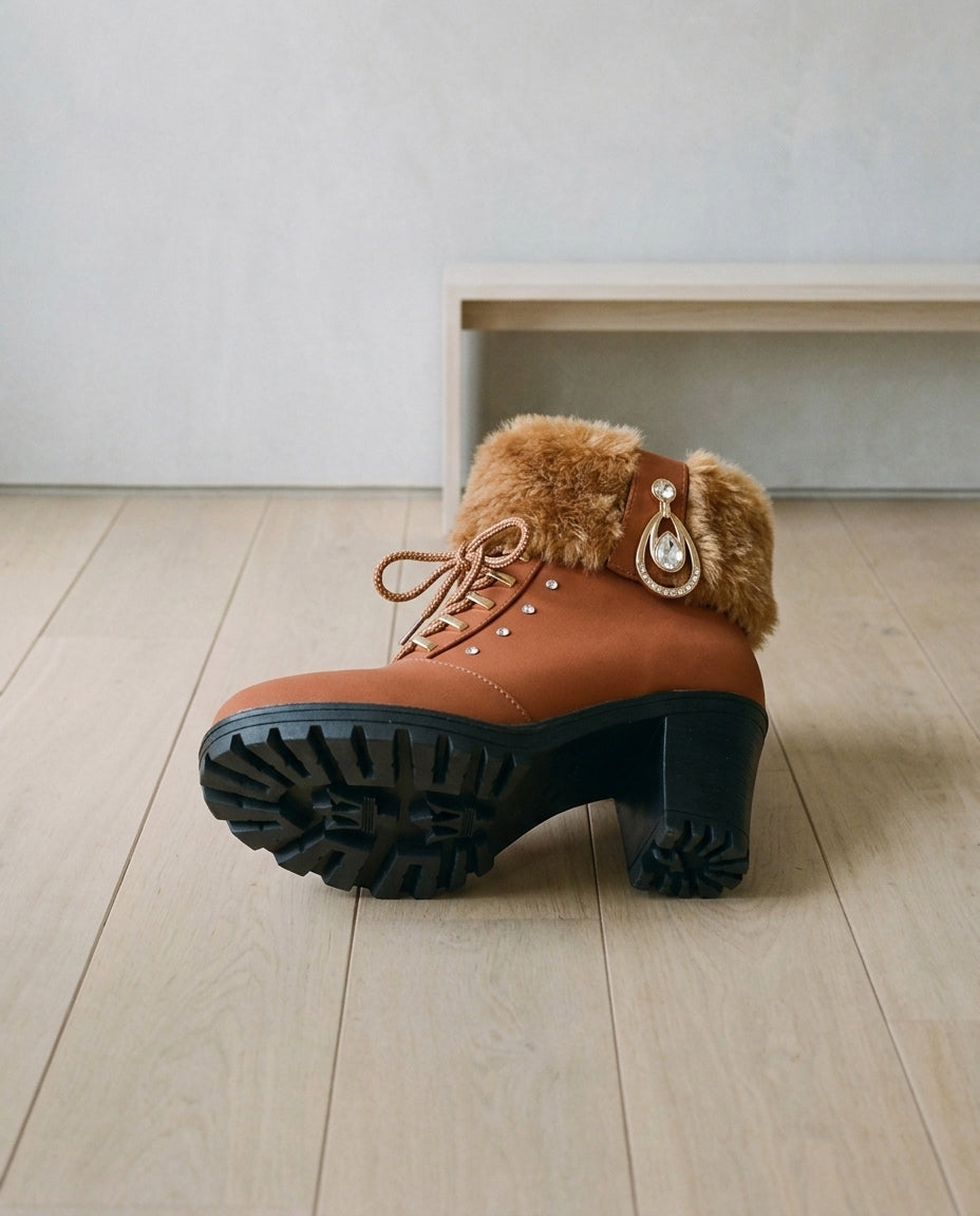 Yukia | Faux Fur Block Heel Boots
