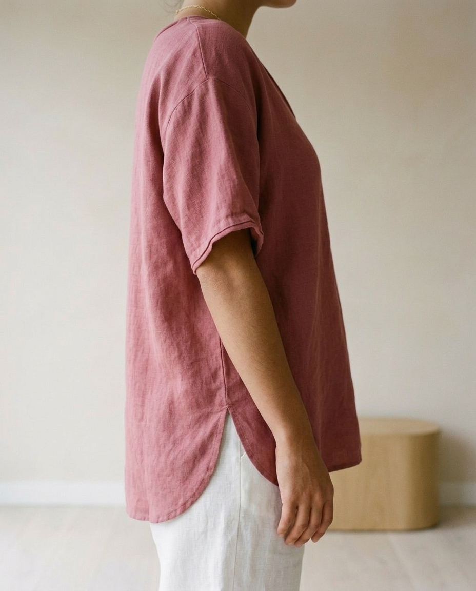 Ceitya | Draped Scoop-Neck Blouse