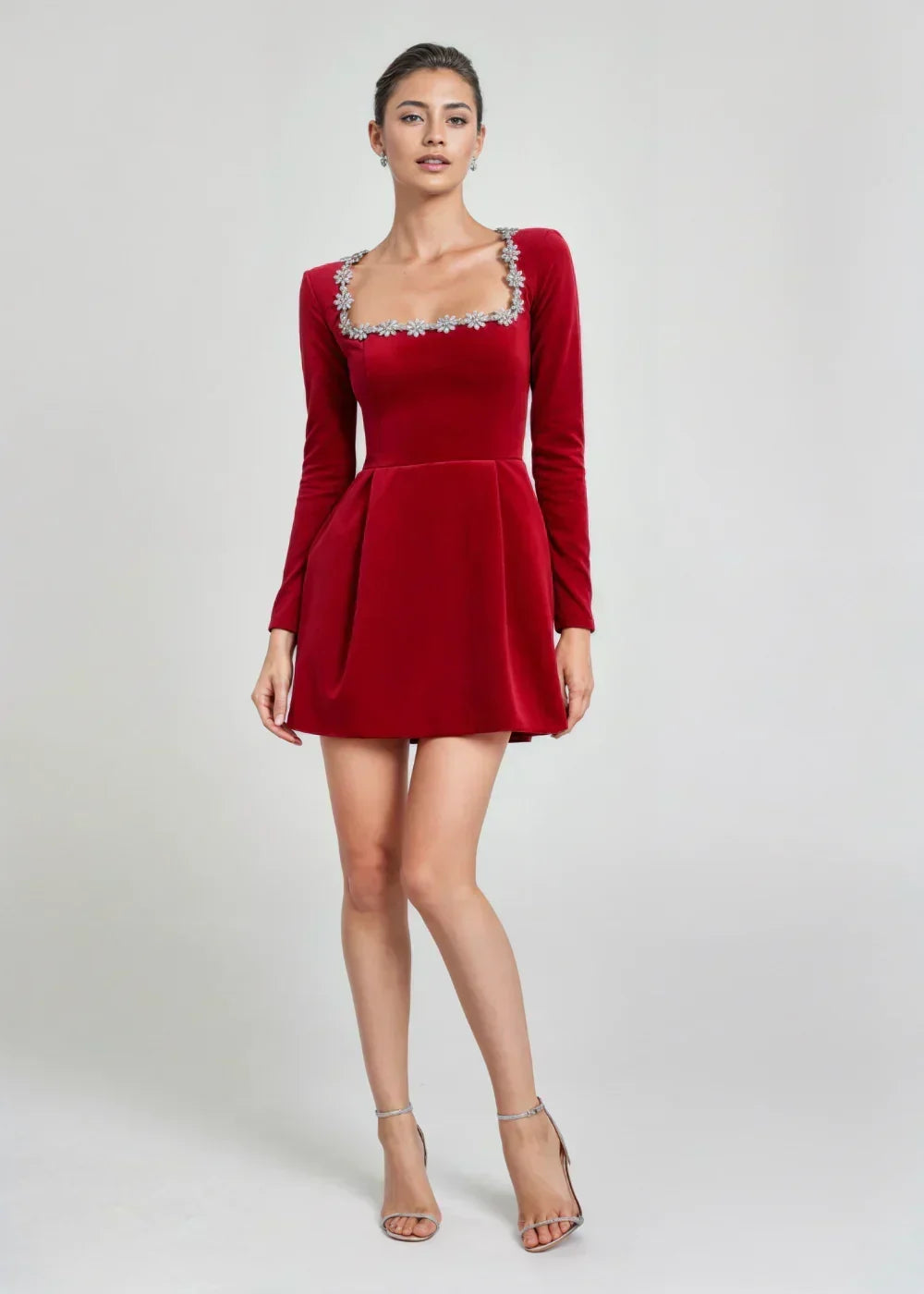 Sinia | Velvet Square-Neck Mini Dress