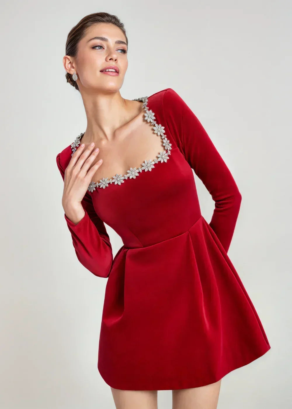 Sinia | Velvet Square-Neck Mini Dress