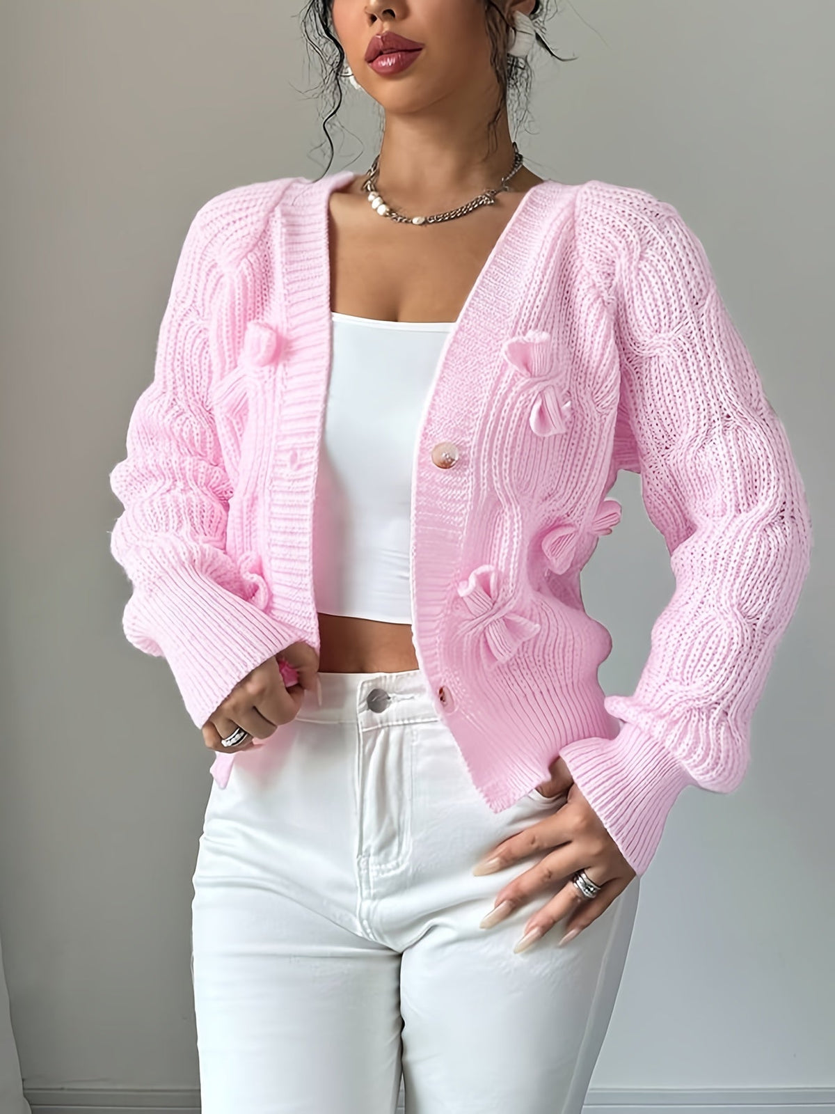 Azala | Bow-Detail Button Cardigan