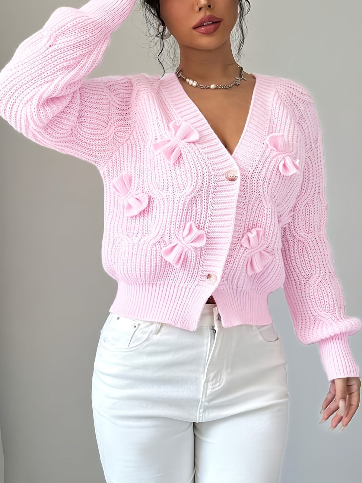Azala | Bow-Detail Button Cardigan