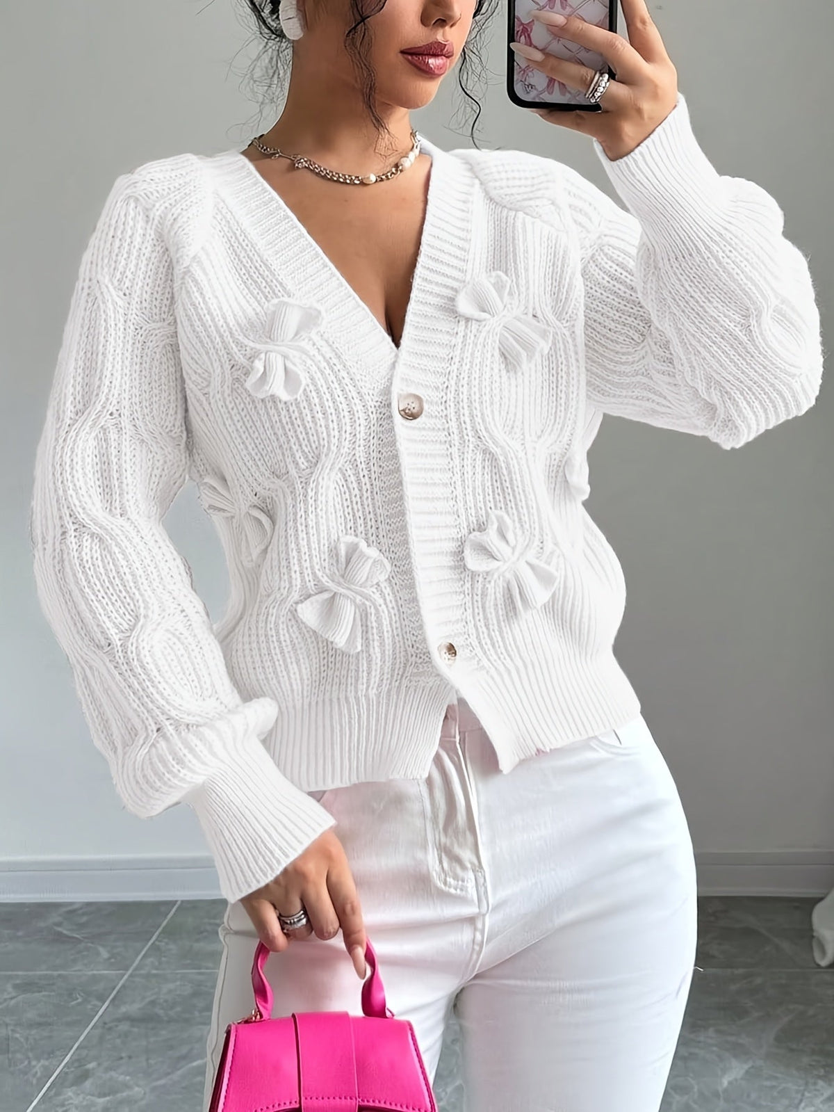 Azala | Bow-Detail Button Cardigan