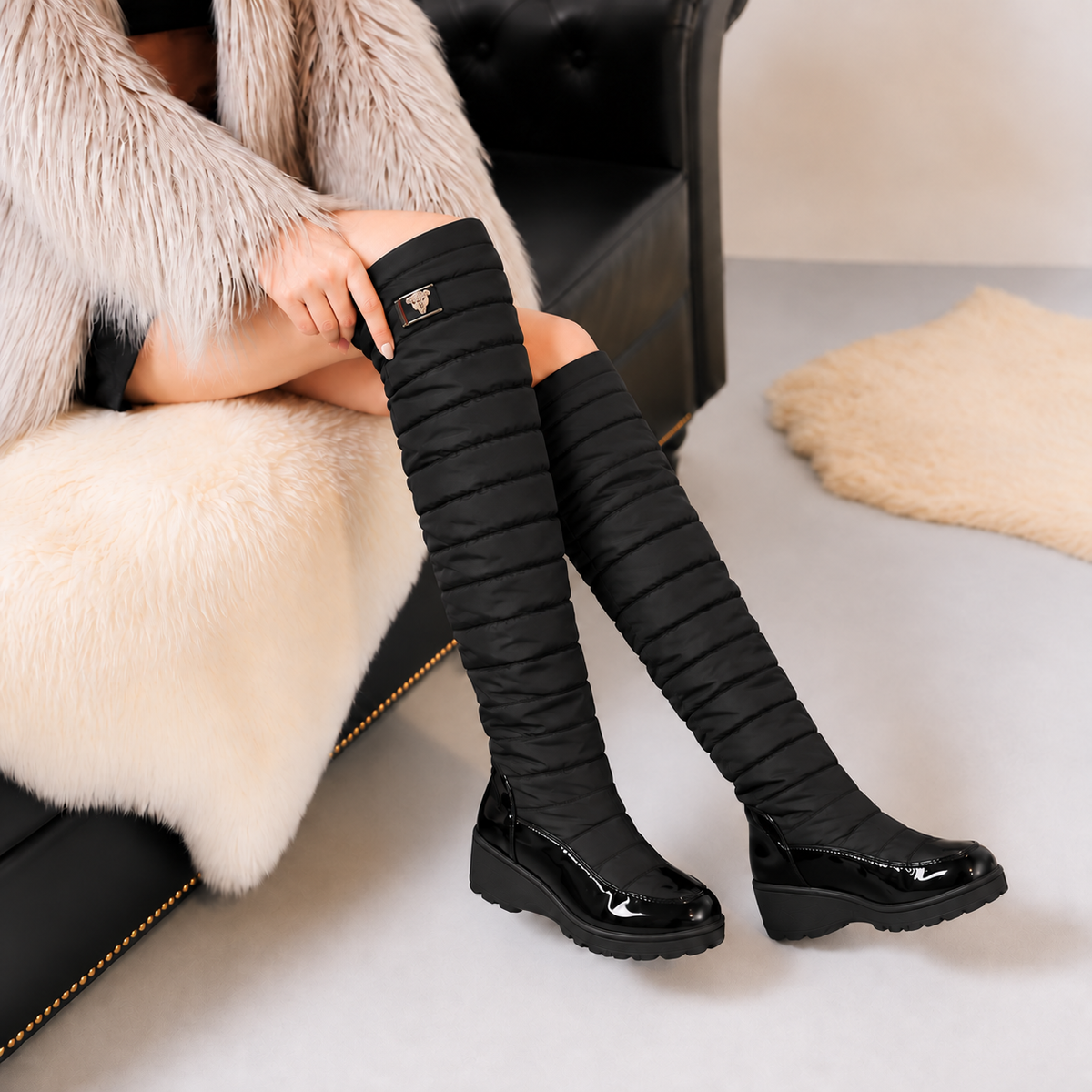 Enora | Quilted Tall Winter Boots
