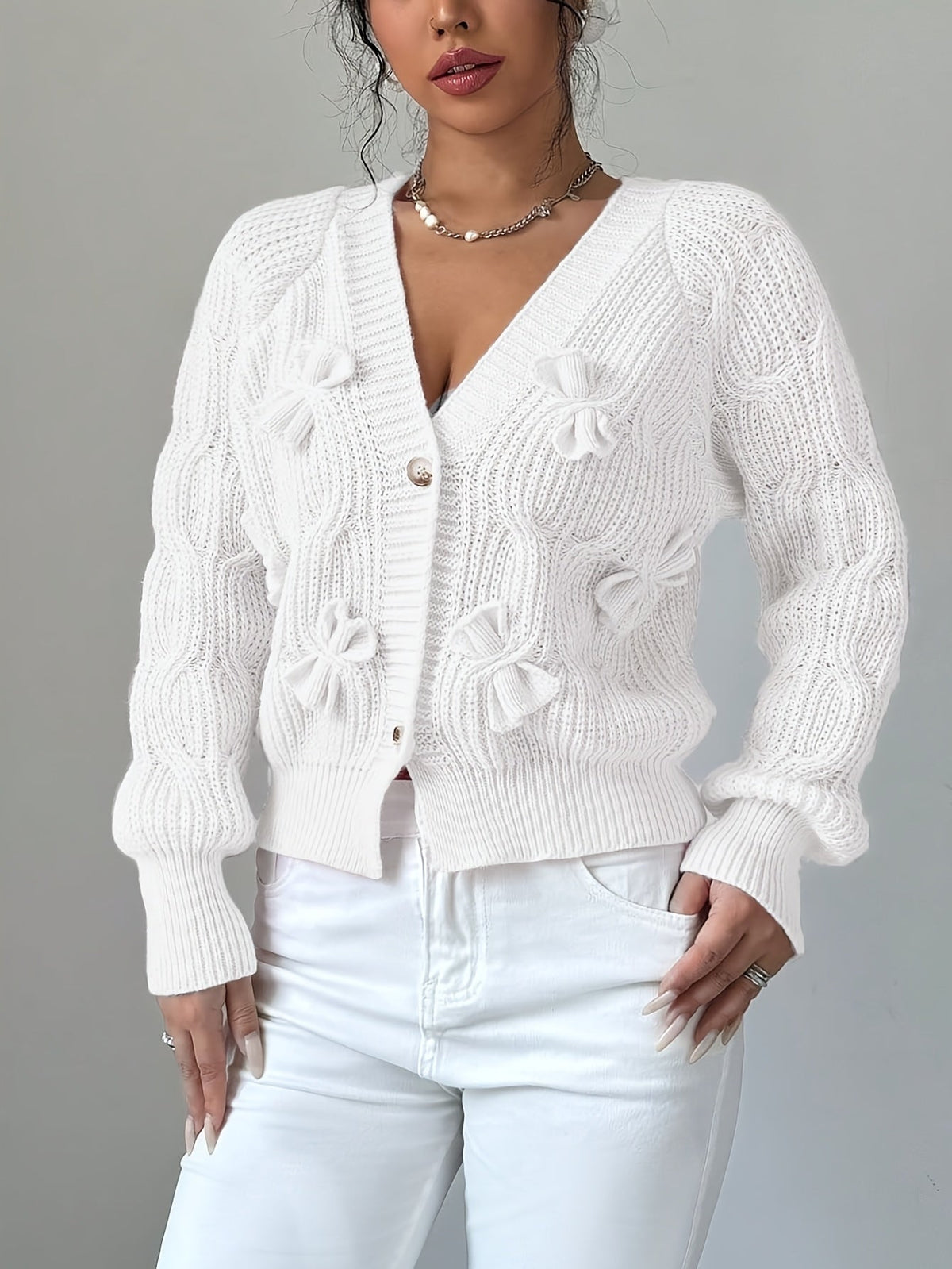 Azala | Bow-Detail Button Cardigan