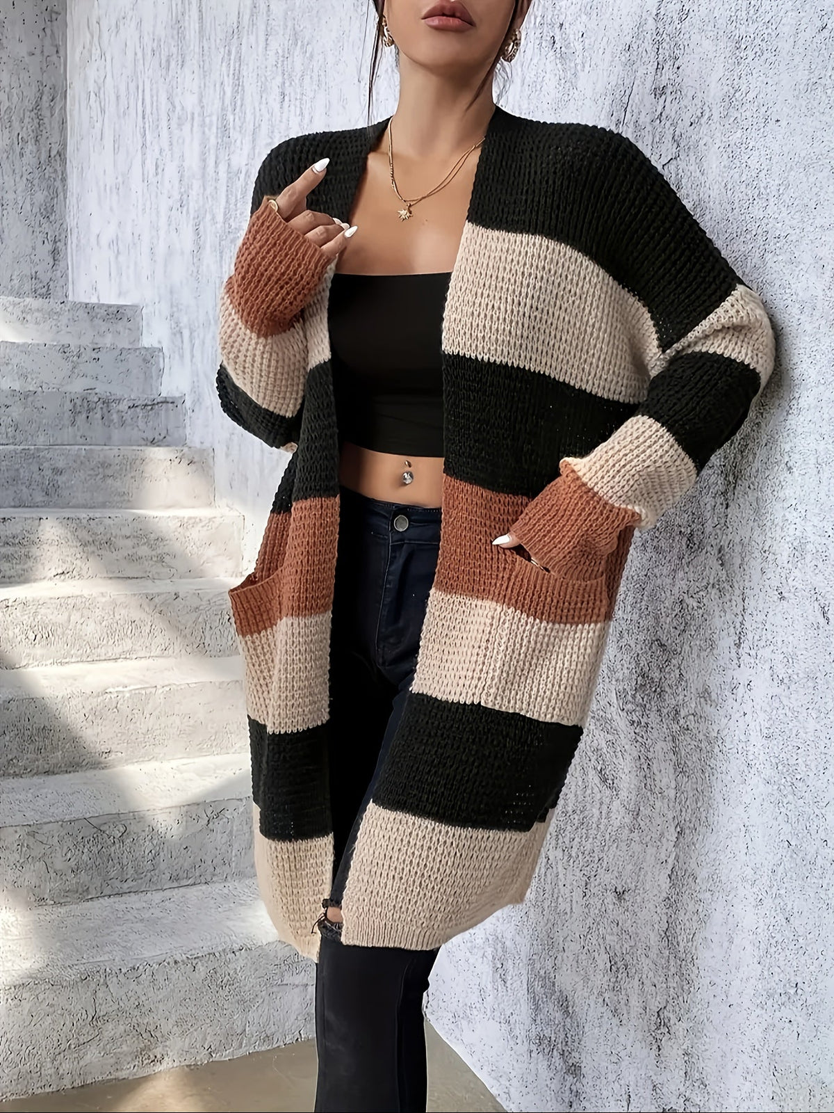 Runea | Colour-Block Longline Cardigan