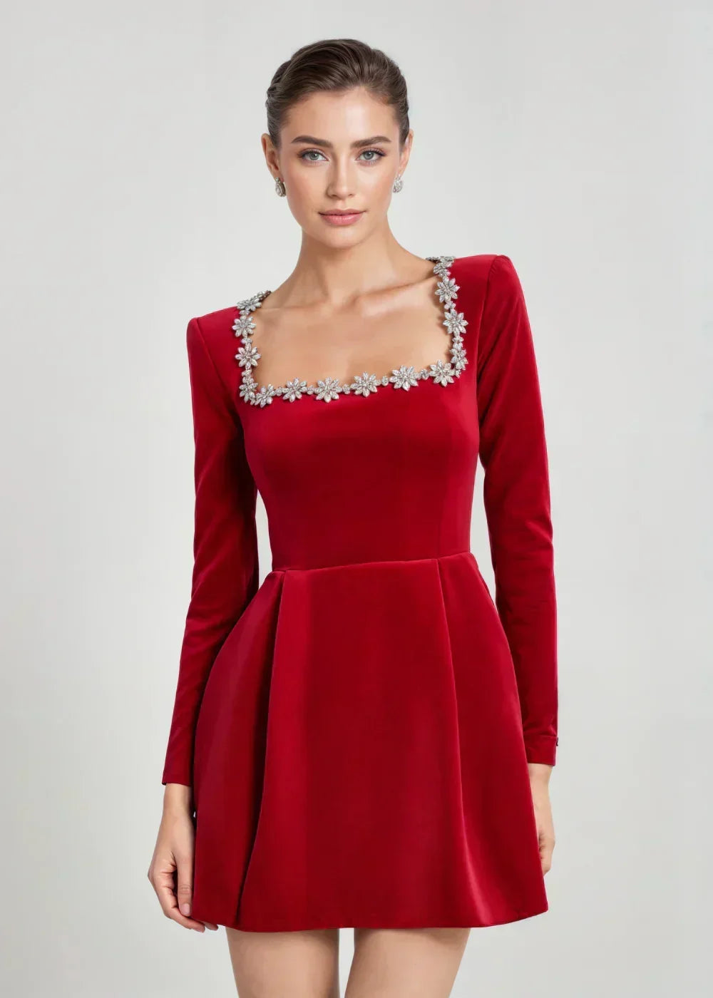 Sinia | Velvet Square-Neck Mini Dress