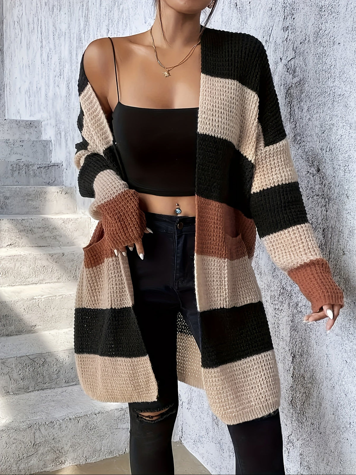 Runea | Colour-Block Longline Cardigan