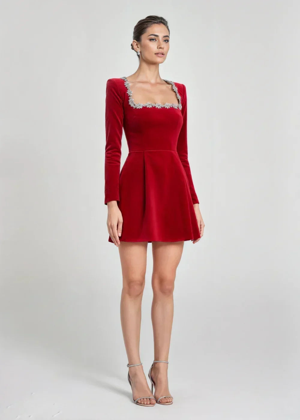 Sinia | Velvet Square-Neck Mini Dress