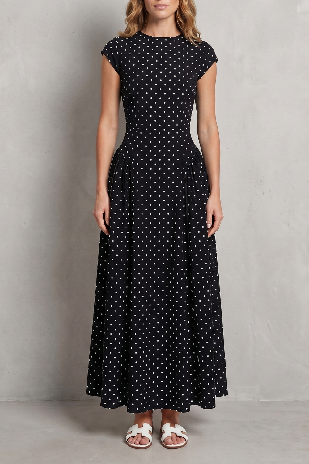 Wrenia | Polka Dot A-Line Maxi Dress