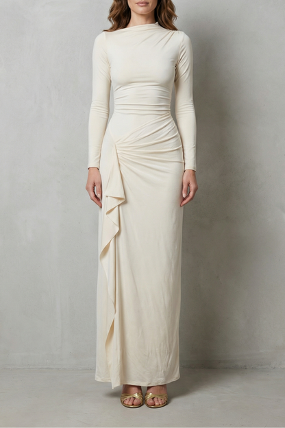 Islise | Draped Long Sleeve Maxi Gown