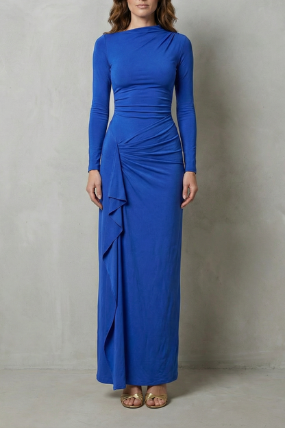 Islise | Draped Long Sleeve Maxi Gown