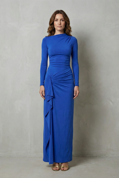 Islise | Draped Long Sleeve Maxi Gown