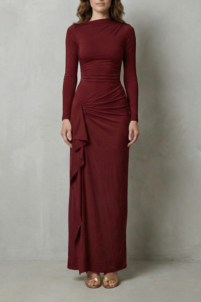 Islise | Draped Long Sleeve Maxi Gown