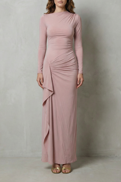 Islise | Draped Long Sleeve Maxi Gown