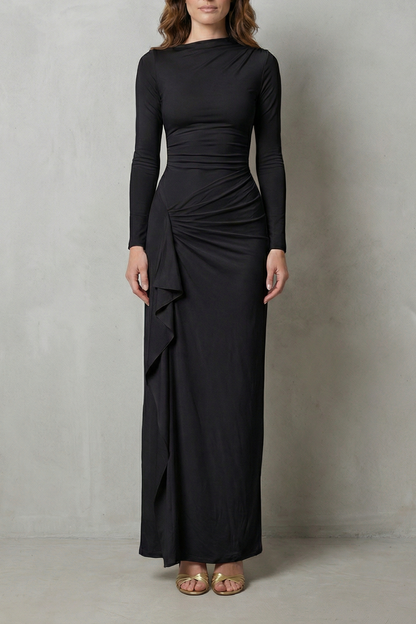 Islise | Draped Long Sleeve Maxi Gown