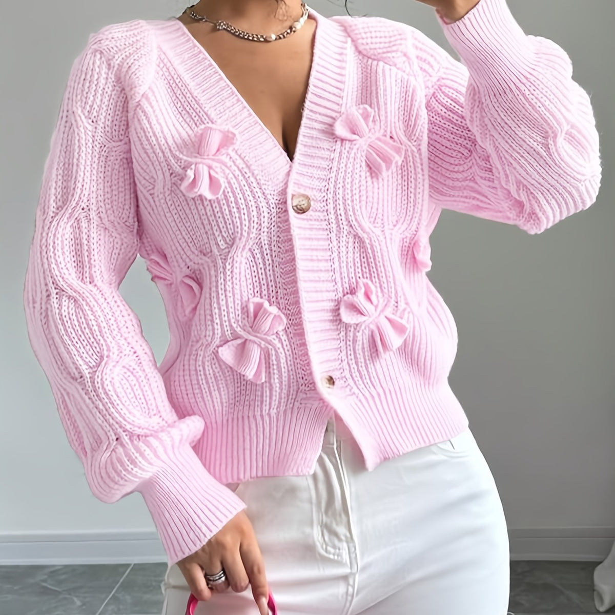 Azala | Bow-Detail Button Cardigan