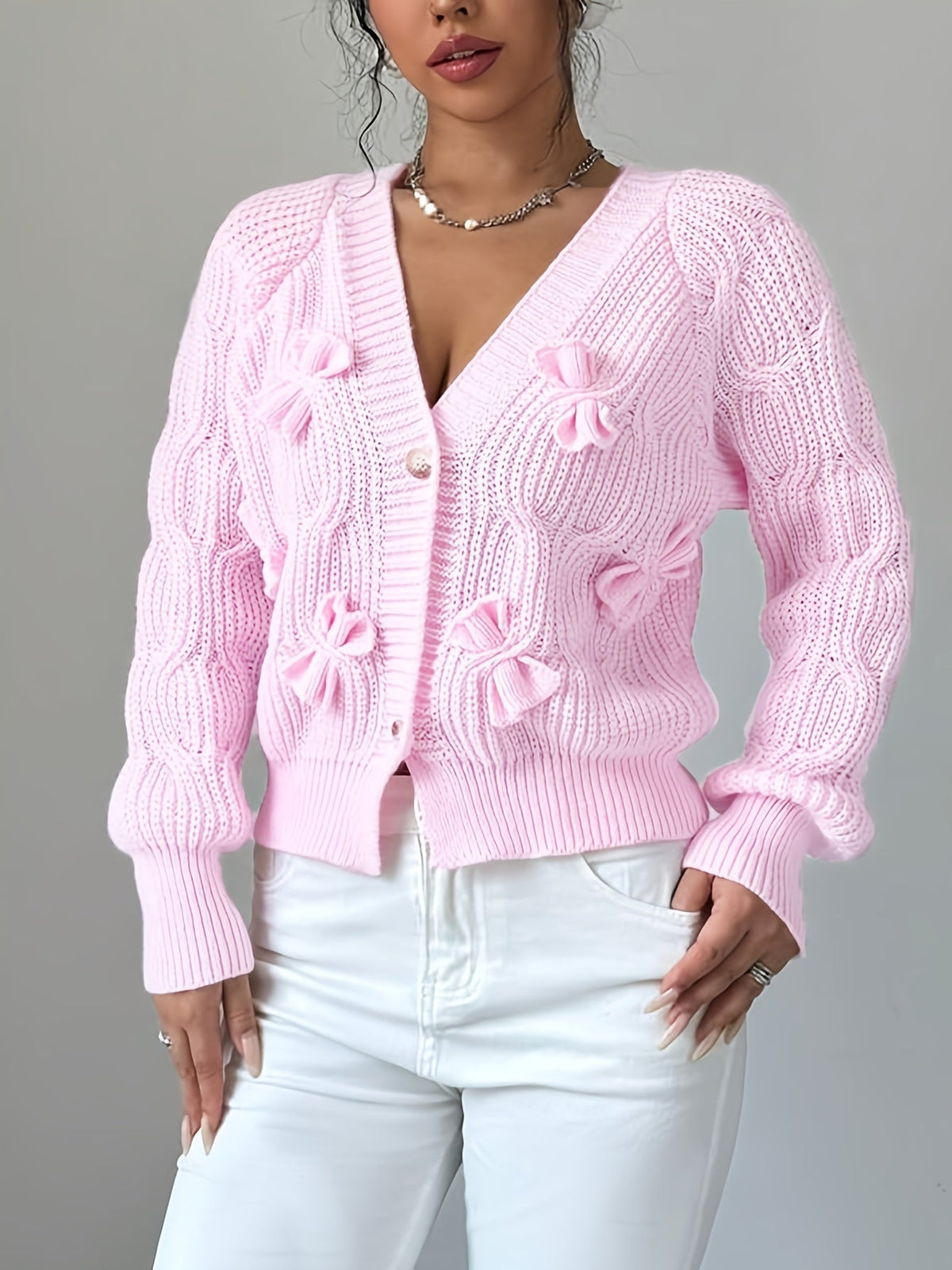Azala | Bow-Detail Button Cardigan
