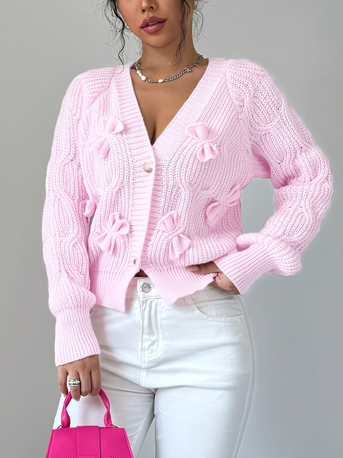 Azala | Bow-Detail Button Cardigan
