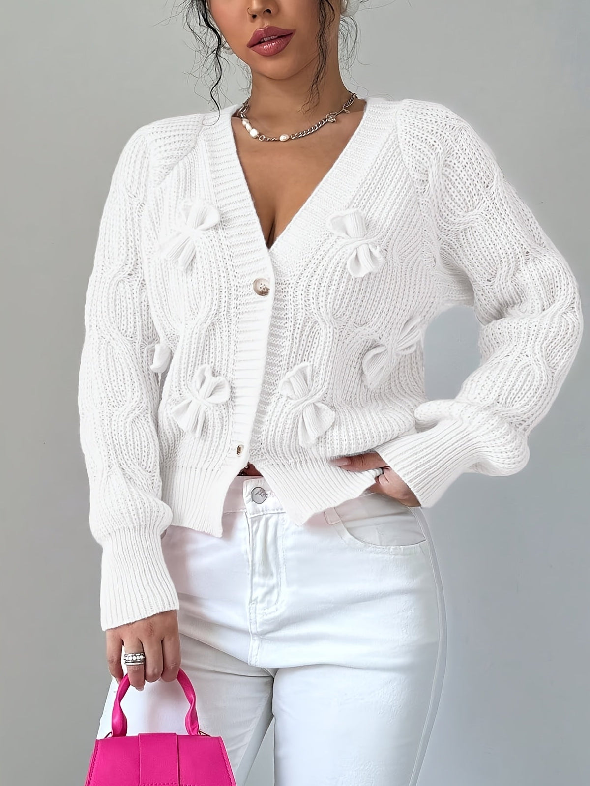 Azala | Bow-Detail Button Cardigan