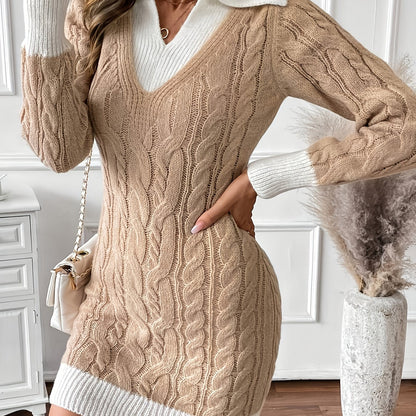 Solea | Cable-Knit Collared Sweater Dress