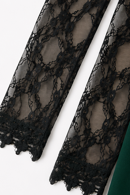 Elenya | Cowl Neck Lace-Sleeve A-Line Dress