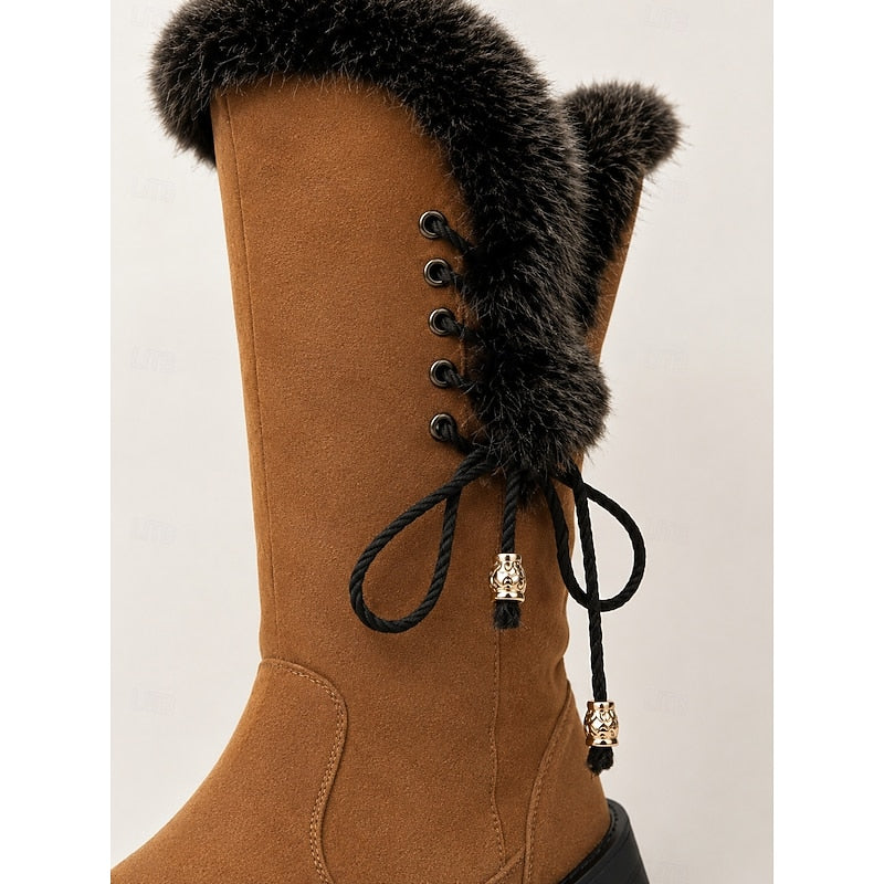 Wilmia | Fur-Trimmed Knee-High Boots