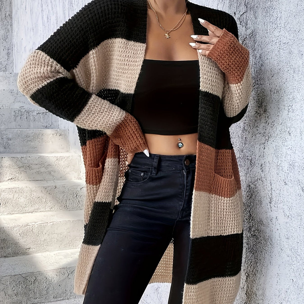 Runea | Colour-Block Longline Cardigan
