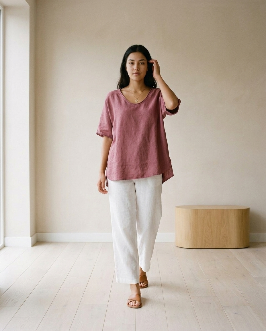 Ceitya | Draped Scoop-Neck Blouse