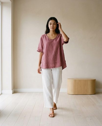 Ceitya | Draped Scoop-Neck Blouse