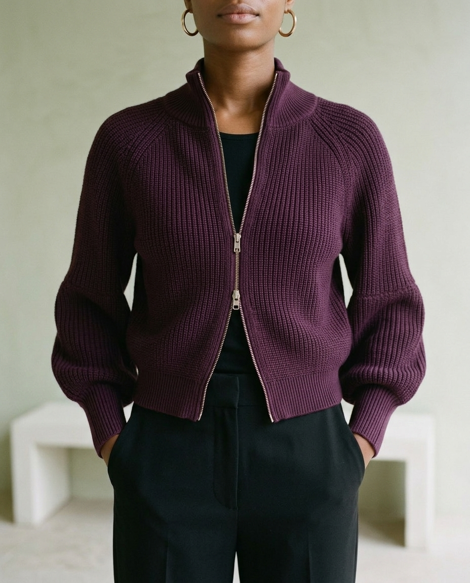 Tarise | Cropped Zip-Up Cardigan