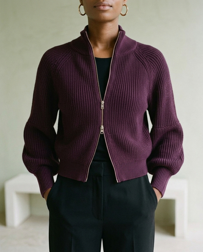 Tarise | Cropped Zip-Up Cardigan