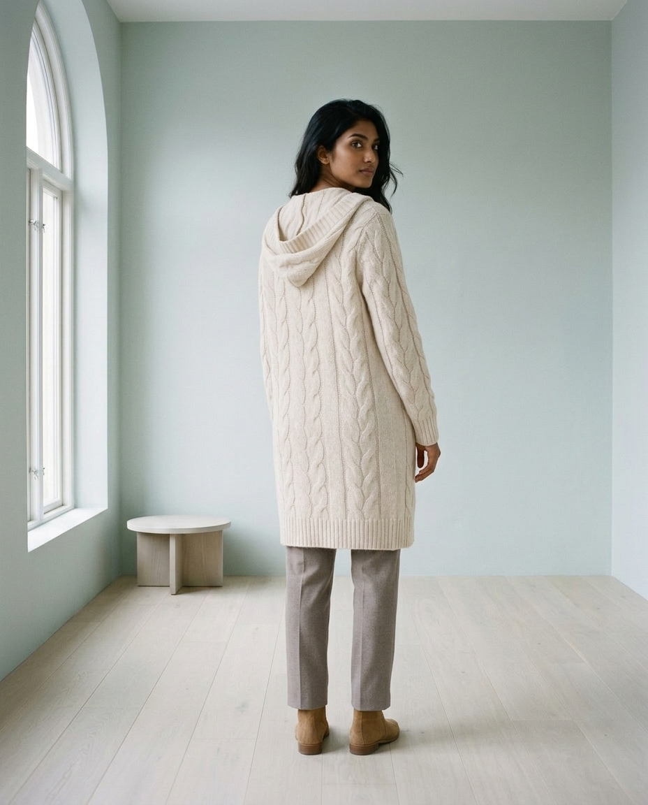 Dagna | Hooded Cable Knit Cardigan