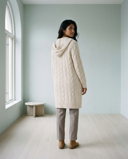 Dagna | Hooded Cable Knit Cardigan