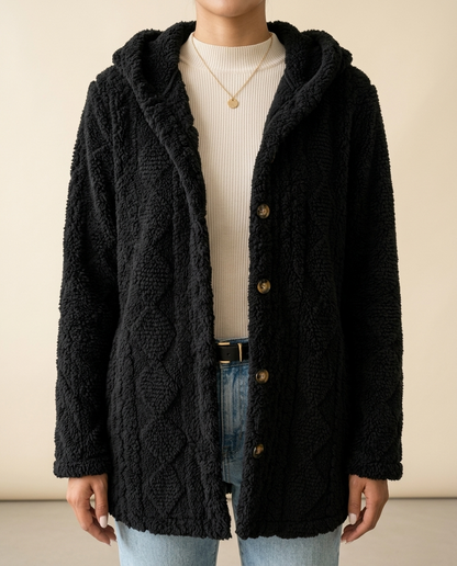 Imana | Textured Button-Front Hooded Jacket