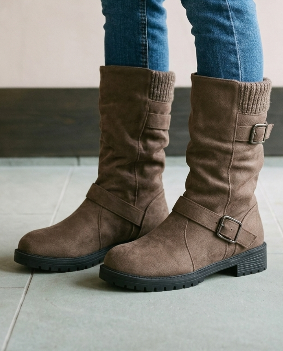 Griel | Slouchy Buckle Mid-Calf Boots