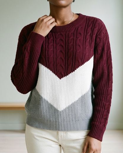 Sukis | Cable Knit Color-Block Sweater