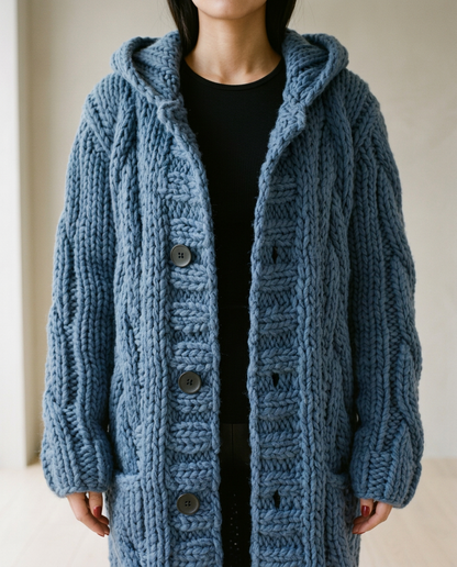 Ilkiel | Chunky Cable Knit Hooded Cardigan