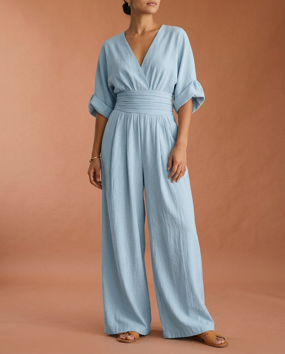 Zarea | Wide Sleeve V-Neck Jumpsuit