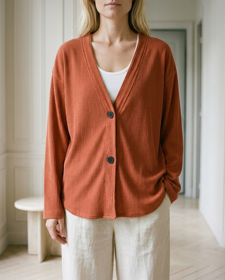 Esma | Ribbed V-Neck Button Cardigan