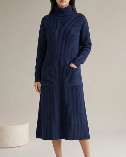 Dovina | Ribbed Turtleneck Sweater Dress