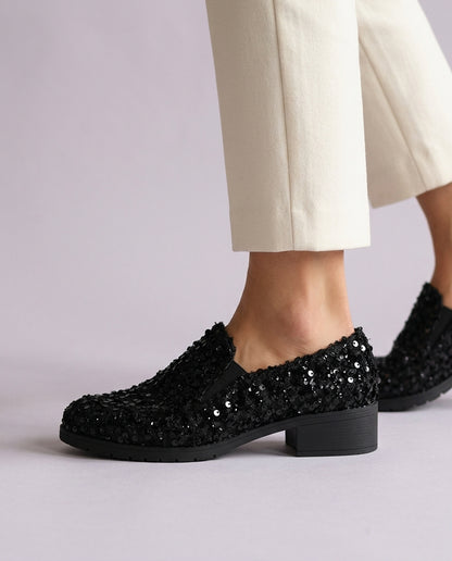 Emmlyn | Sequin Slip-On Loafers