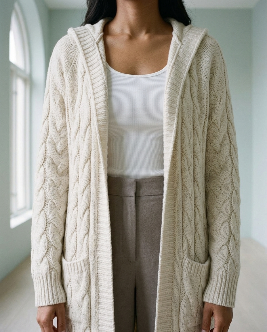 Dagna | Hooded Cable Knit Cardigan