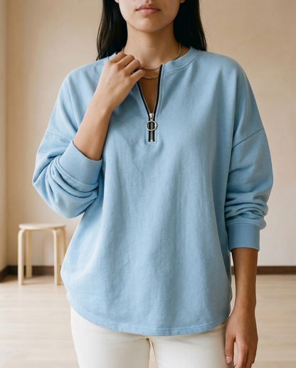Tuvea | Quarter-Zip Crew Neck Sweatshirt