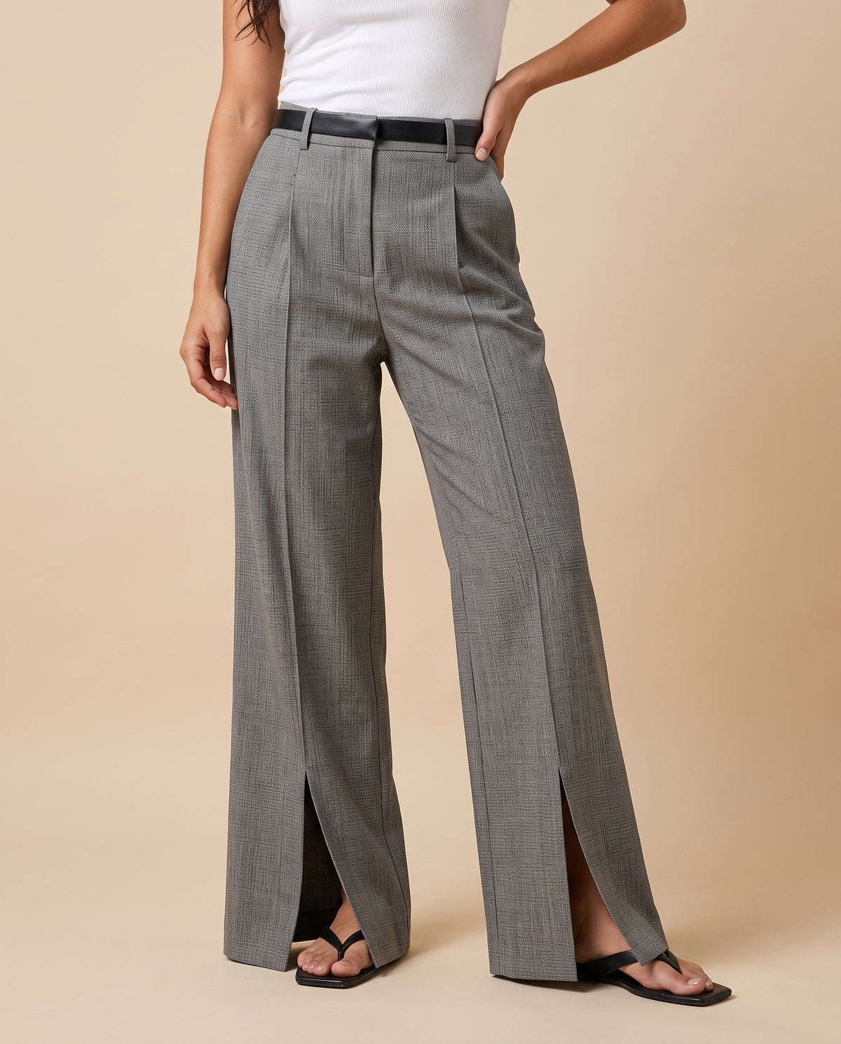 Hanora | Wide-Leg Slit Trousers