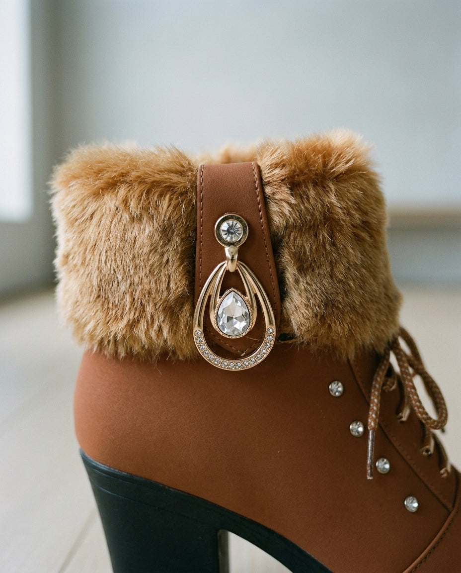 Yukia | Faux Fur Block Heel Boots