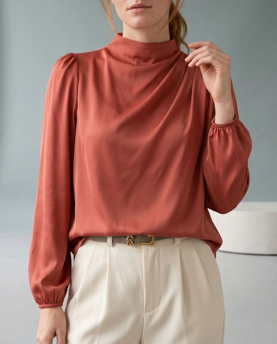 Bellya | Draped Long-Sleeve Blouse