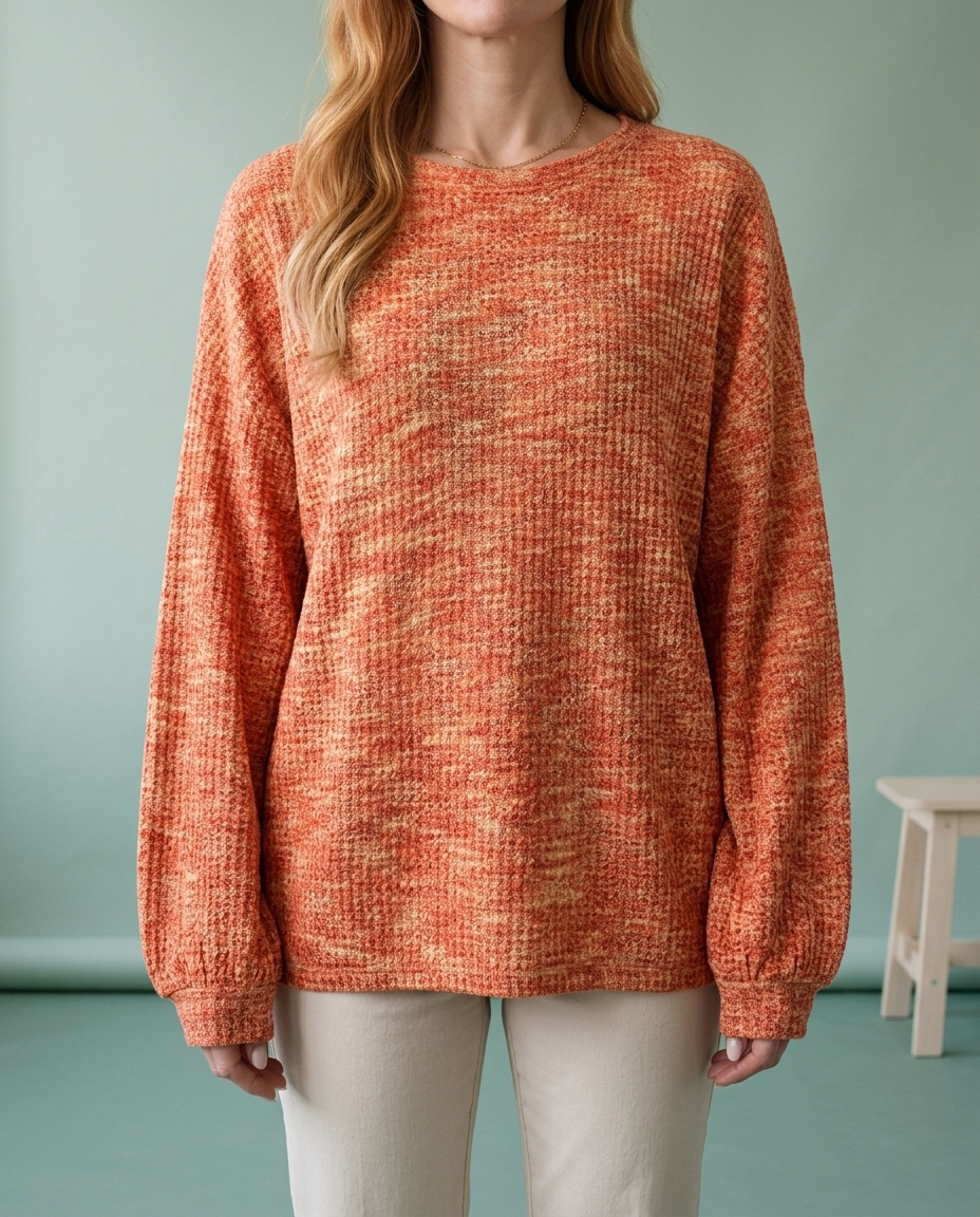 Emine | Waffle-Knit Crewneck Sweater