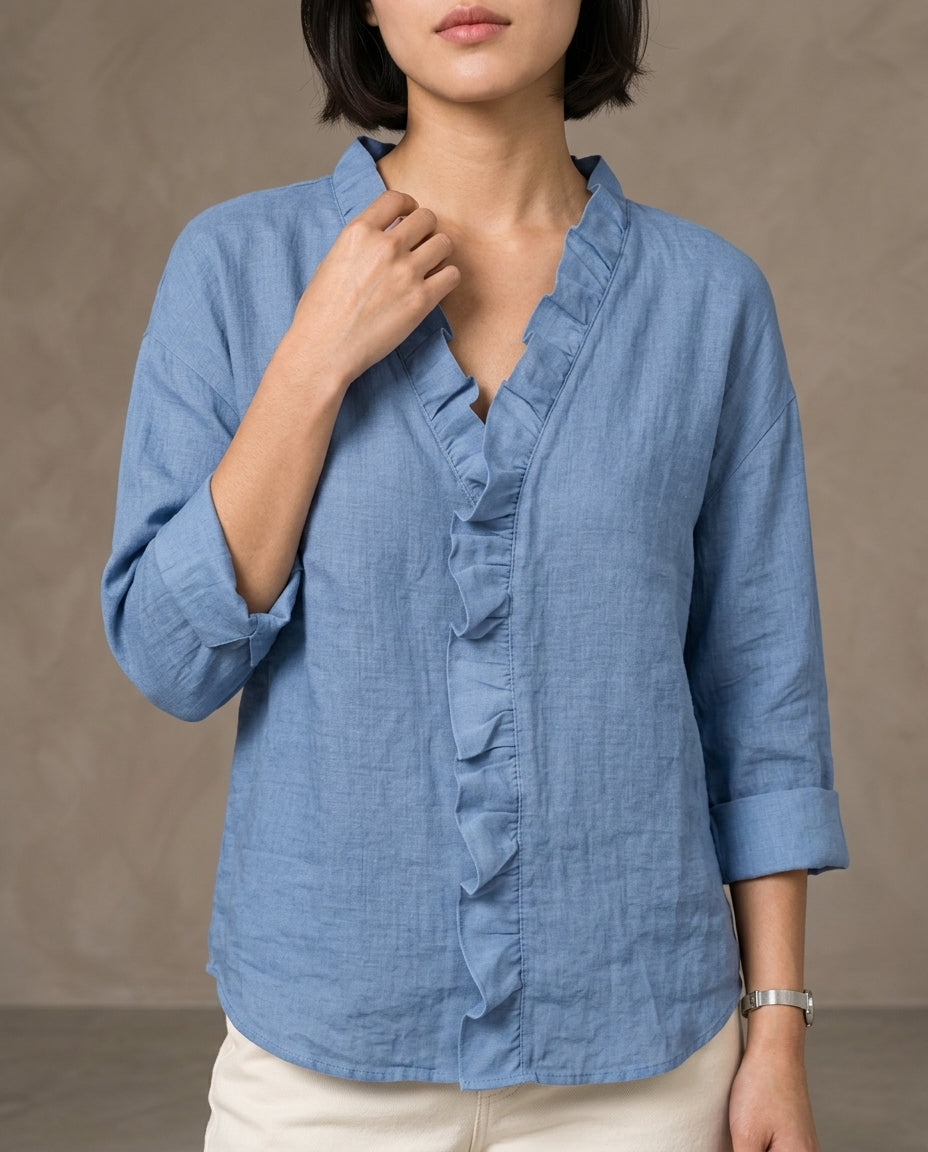 Adita | Ruffled V-Neck Blouse